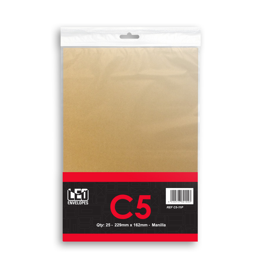 LEO: C5 Self Seal Envelopes – Pack of 25 – Manilla