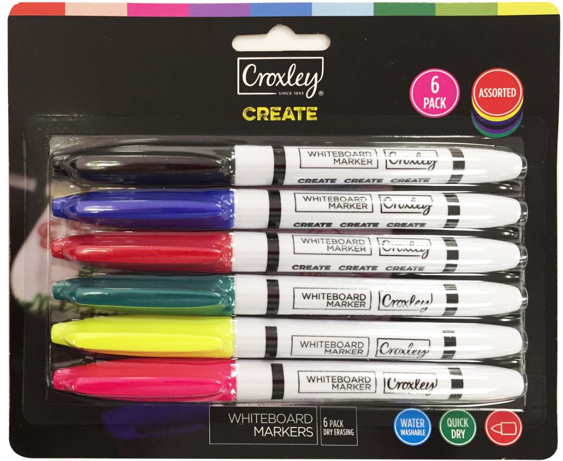 Croxley: Create Fine Nib Whiteboard Markers – Blister of 6