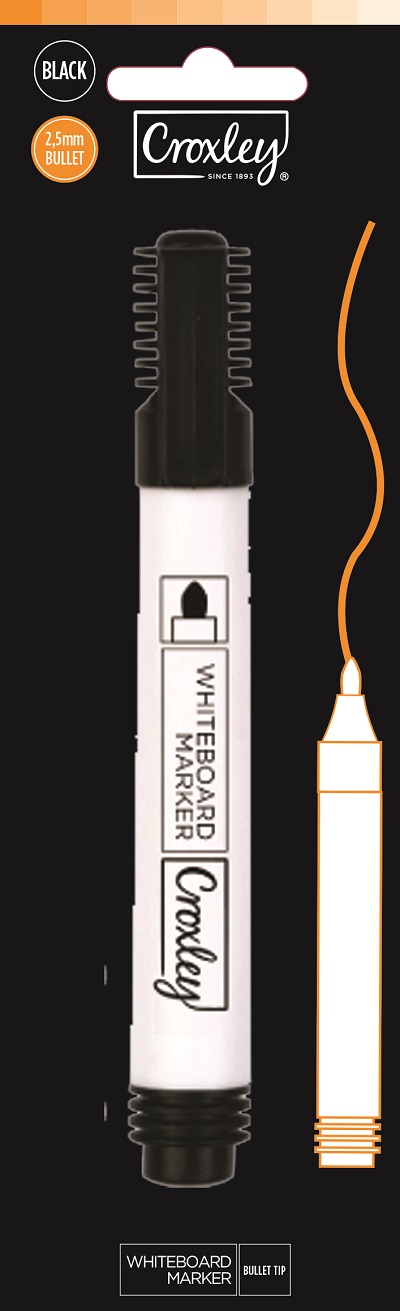 Croxley: Whiteboard Marker – Black – Single Carded