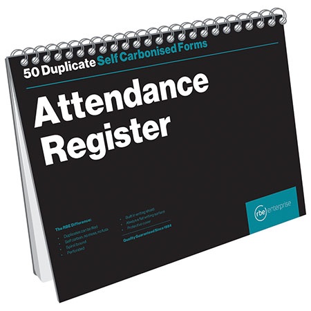RBE: Attendance Register Spiral- 50 Sets – Duplicate – A4