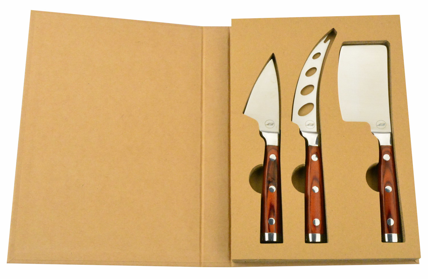Mabibuch Cheese Knives Stainless Steel with Wooden Handles – 3 Piece Set