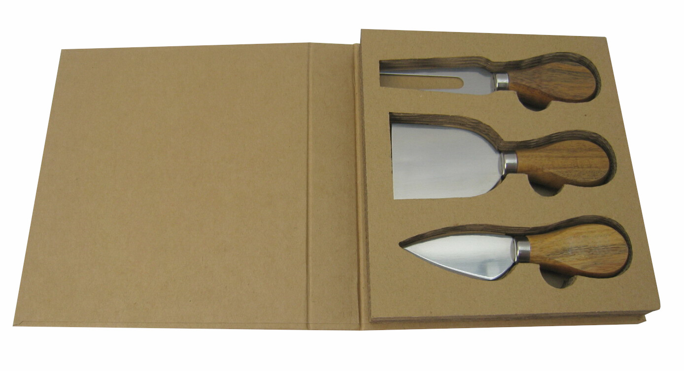 Mabibuch Stainless Steel Cheese Knives with Wooden Handles – 3 Piece Set