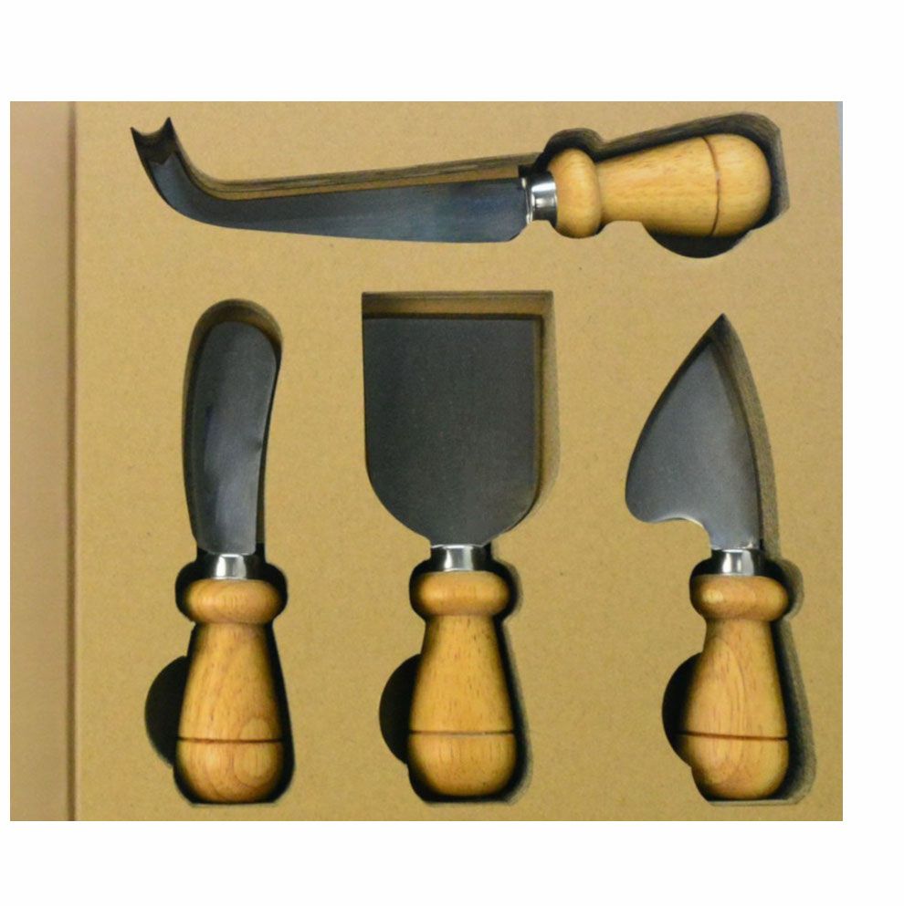 Mabibuch Stainless Steel Cheese Knives with Wooden Handles – 4 Piece Set