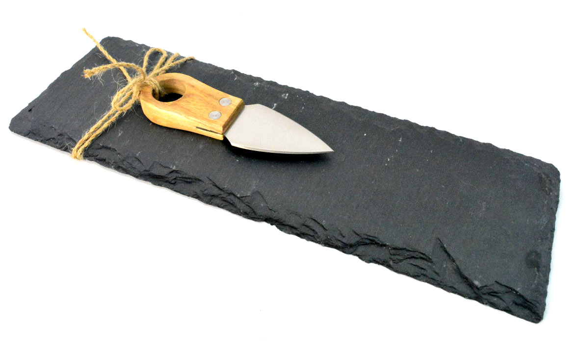 Mabibuch Slate Cheese Board with Cheese Knife – 2 Piece Set