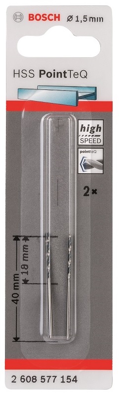 Bosch – Metal Drill Bit HSS Pointteq – 1.5mm