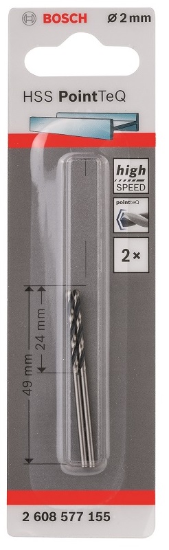 Bosch – Metal Drill Bit HSS Pointteq – 2.0mm
