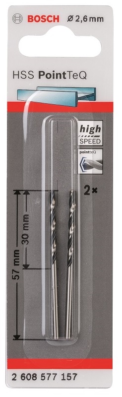 Bosch – Metal Drill Bit HSS Pointteq – 2.6mm