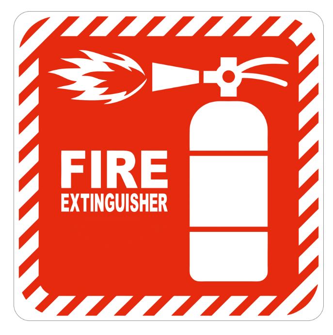 Parrot Products: Red Fire Extinguisher Symbolic Sign on White ACP 15cm*15cm
