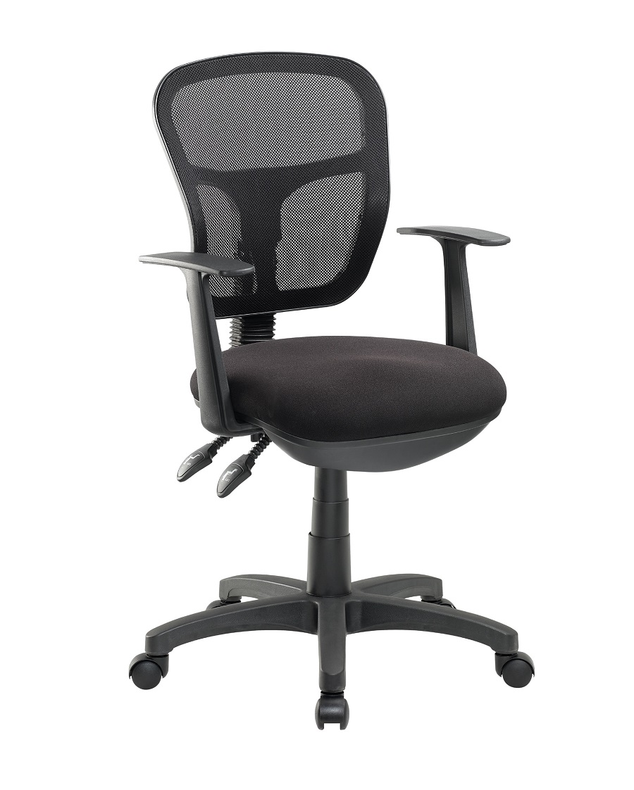 Cobalt Jet Mesh Ergonomic Task Office Chair With Armrests – Black
