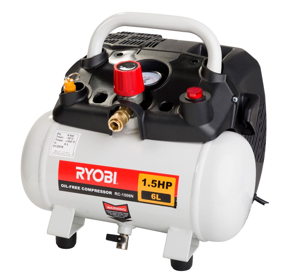 Ryobi – 6 Litre Compressor Portable Oil-Less – 1.5HP