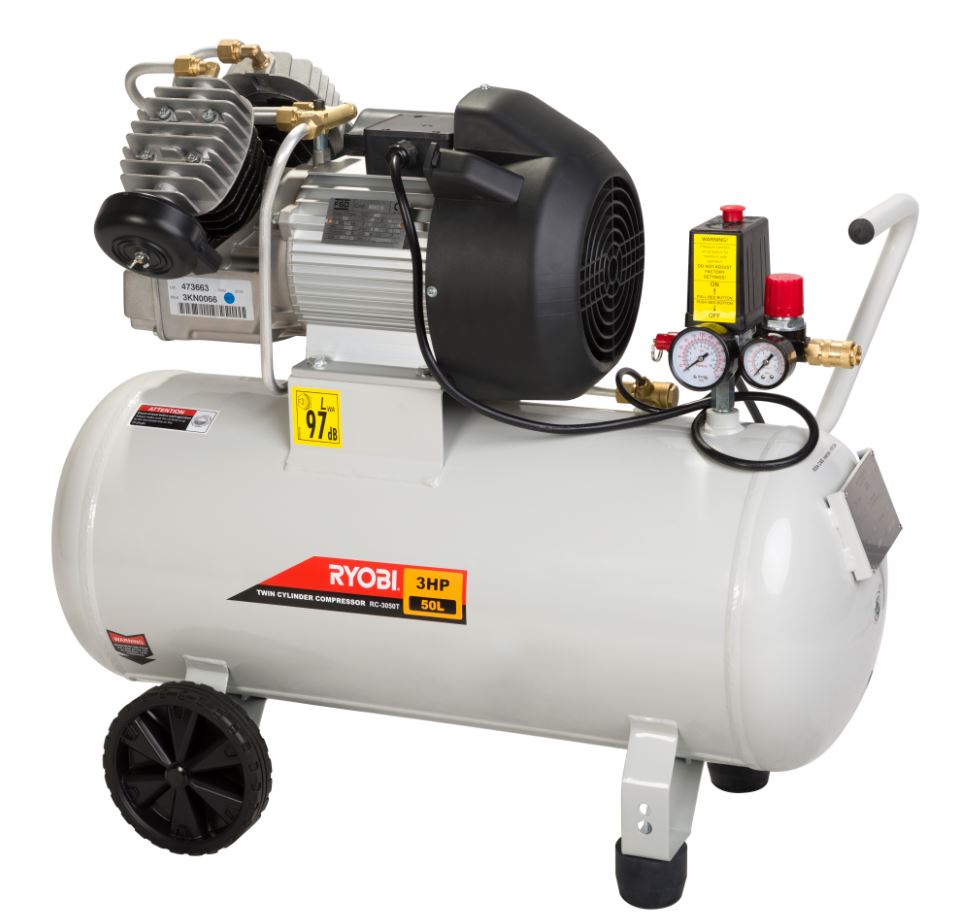 Ryobi – 50 Litre Twin Head Compressor – 3HP