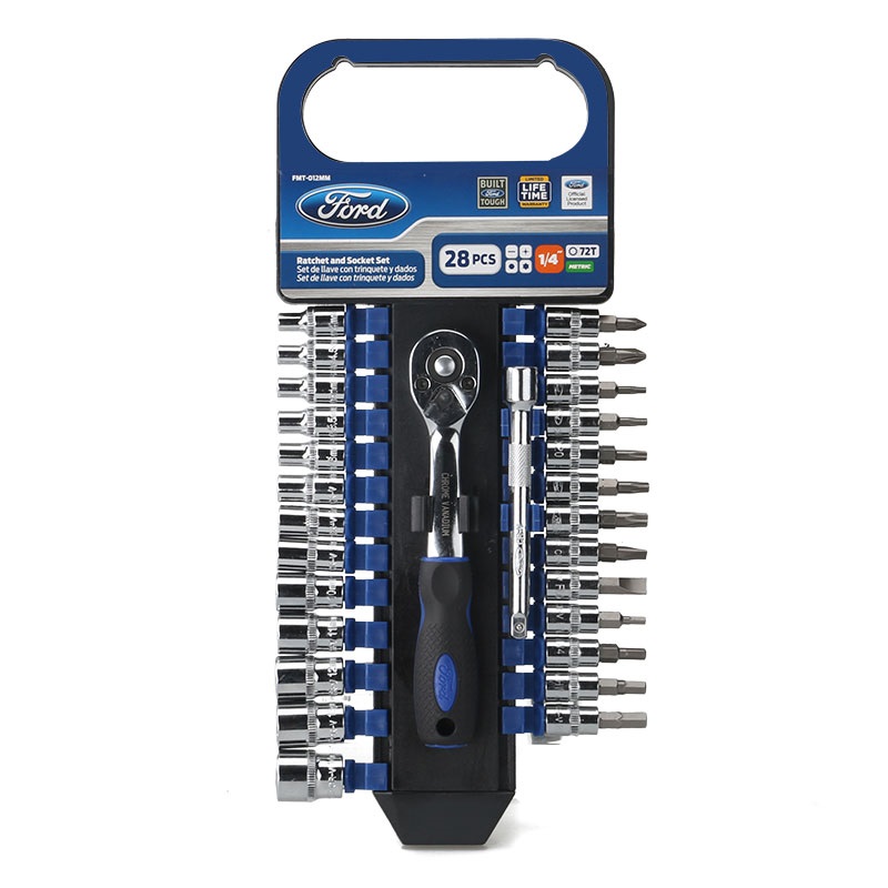 Ford Tools Ratchet & Socket Set 1/4″ Drive with Bits – 28 Piece