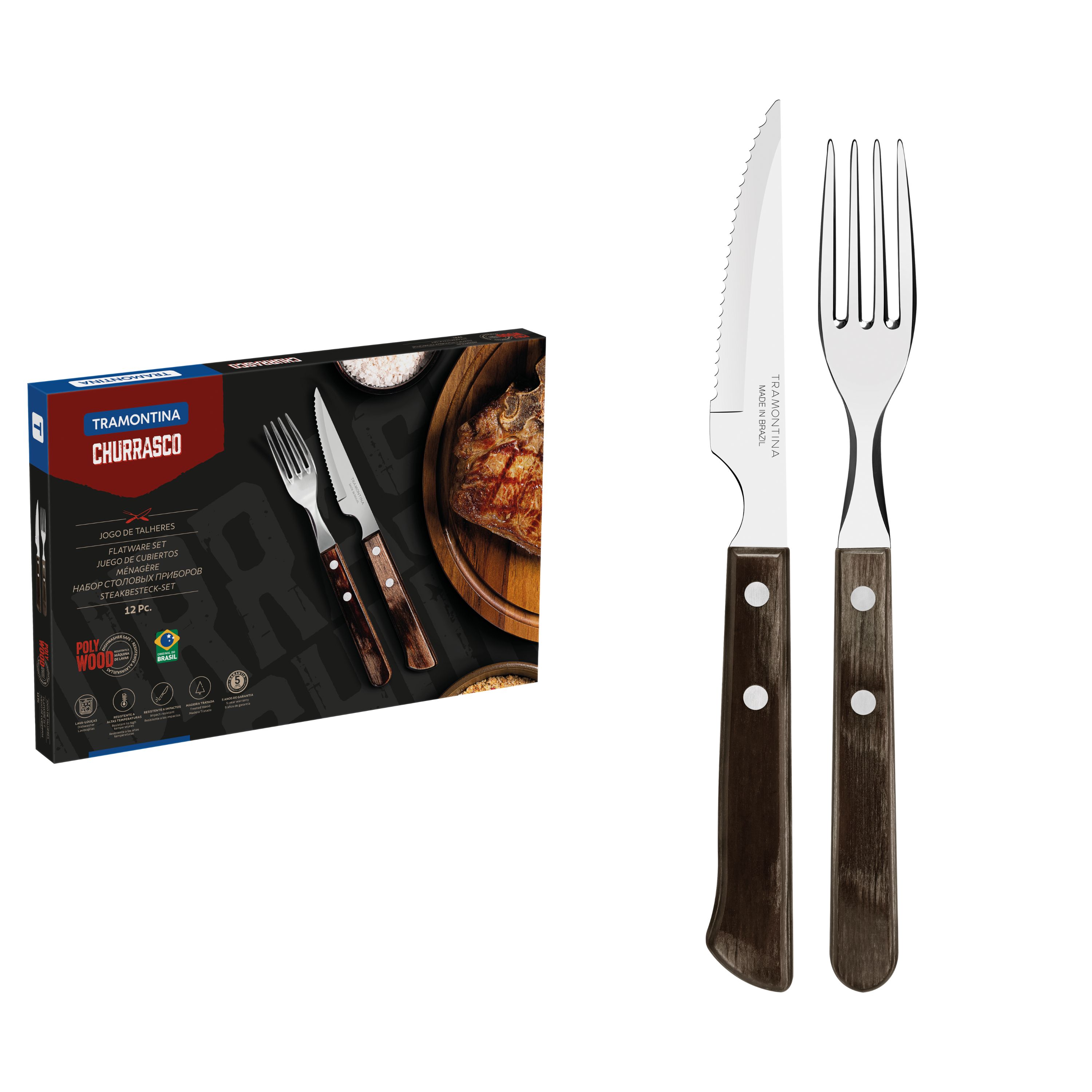 Tramontina 12 Piece Fork & Knife Barbecue/Braai Set