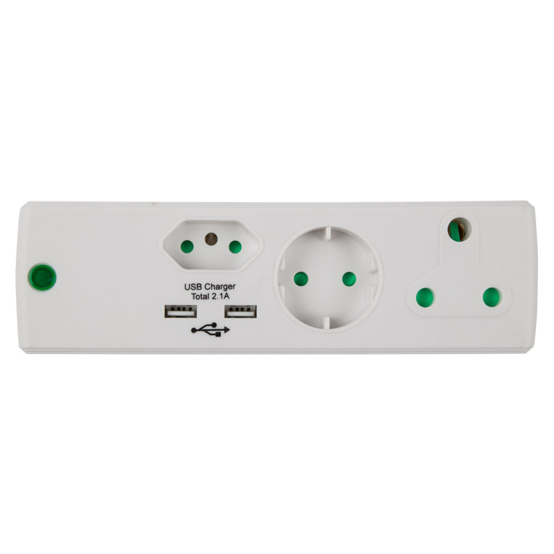 Nexus Adaptor 1x16a 1x5a Schuko 2 x USB PP