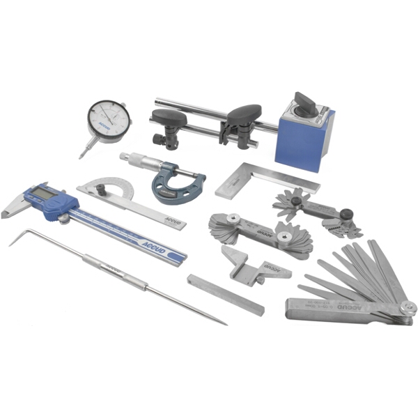 ACCUD 12Pce Measuring Tool Set In Aluminium Case