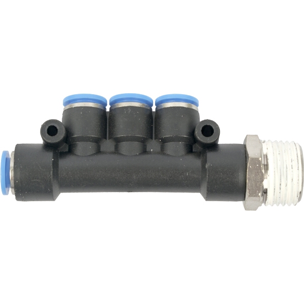Aircraft Pu Hose Fitting Manifold 4 x 8mm Port x 1/4″M