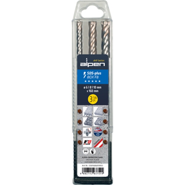 Alpen SDS Plus F8 Extreme 3Piece Set 6 8 & 10mm