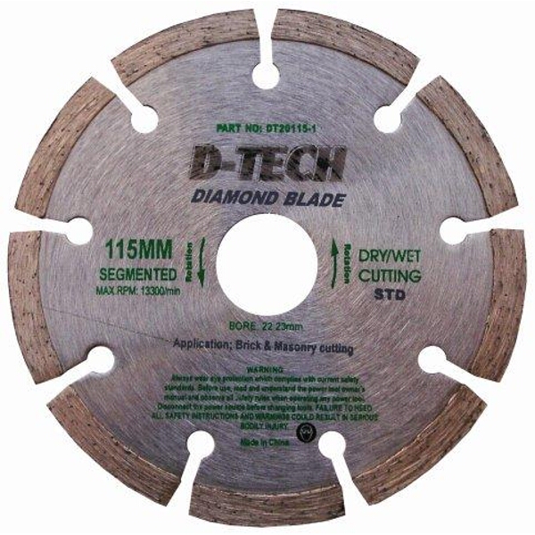 D-Tech Diamond Blade Segmented Std. 115×22.23mm