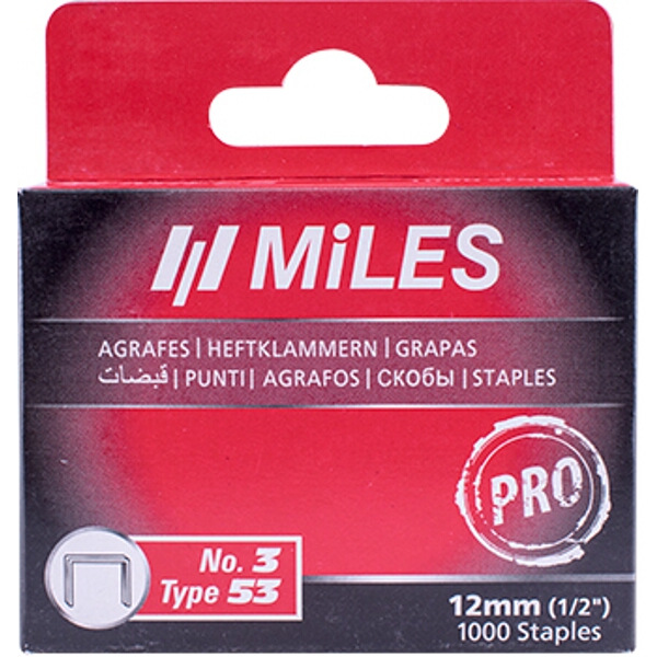 Miles Galv Staples 22G Jt21 12mm x 1000Pcs Miles No3