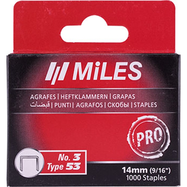 Miles Galv Staples 22G Jt21 14mm x 1000Pcs Miles No3