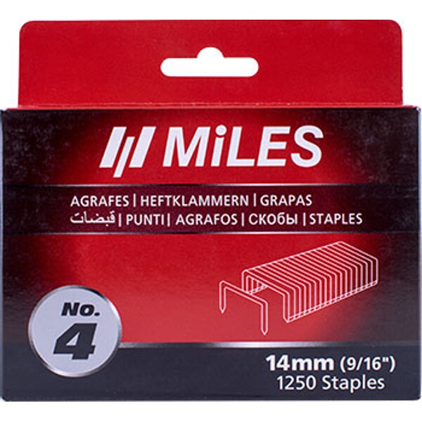 Miles Galv Staples 18G T50 14mm x 1250Pcs Miles No4