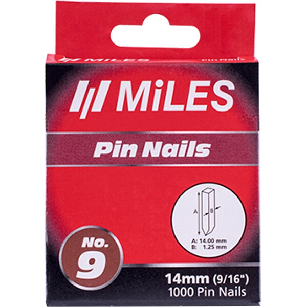 Miles Galv Headless Pin 18G 14mm x 1000Pcs Miles No9