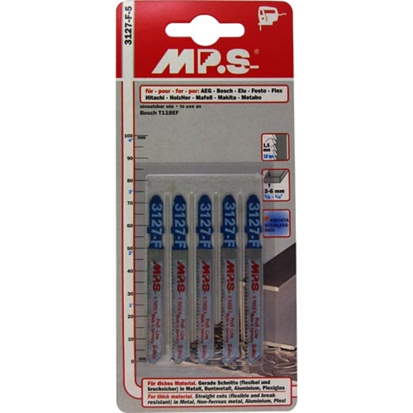 MPS Jigsaw Blade T-Shank 75mm Metal 18Tpi T118Ef