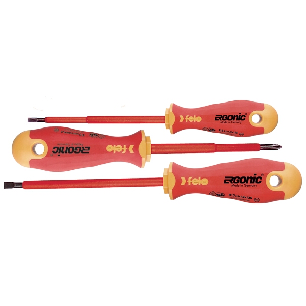 Felo 413 Screwdriver Set 3 Piece Ergonic Insulated VDE Sl/Ph