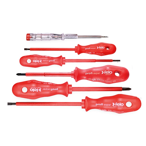 Felo 613 Screwdriver Set 6 Piece Profi Super Insulated VDE Sl/Ph/Mains Tester