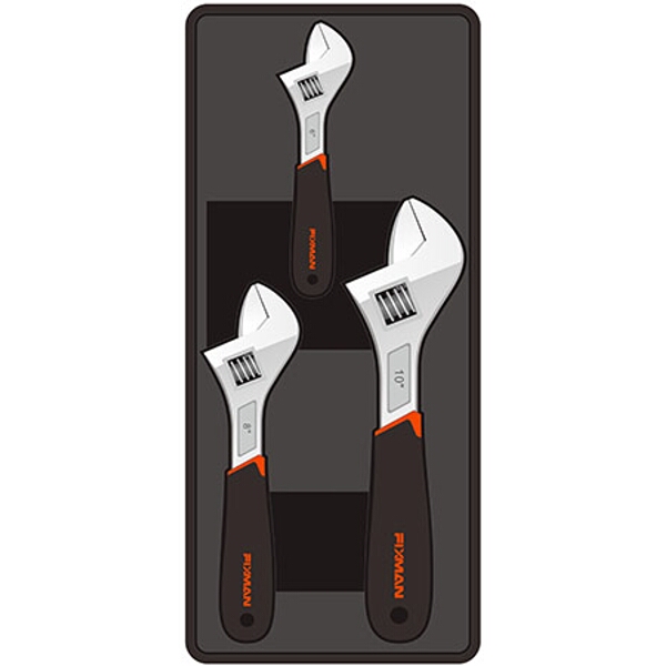 Fixman Tray 3 Piece Adjustable Wrench 6″8″10″