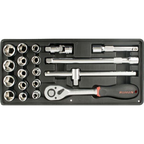 Fixman 19- Piece 1/2″ Dr.Sockets & Accessories