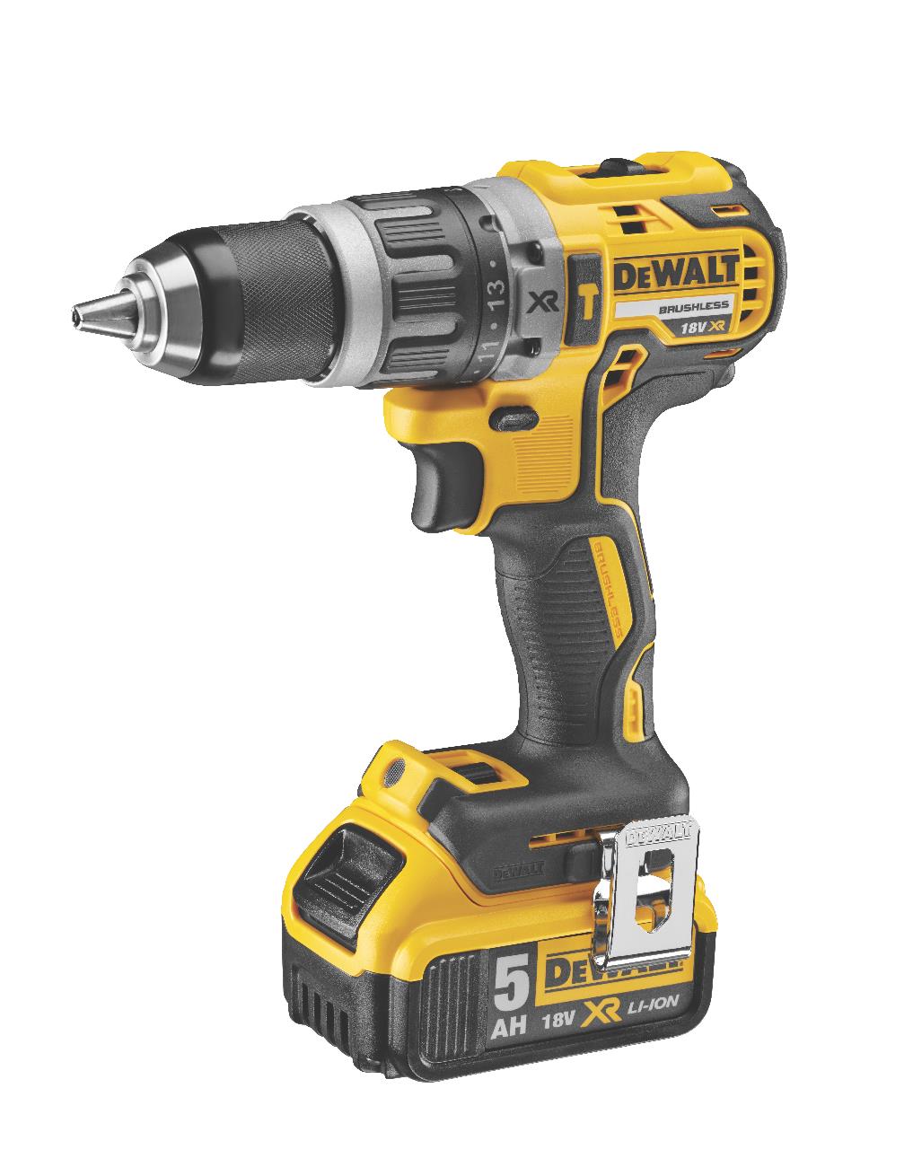 Dewalt – 18V Brushless Hammer Drill & 2 Batteries – Yellow