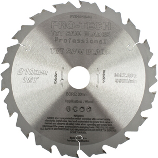Pro-Tech Saw Blade Tct 210X2.4X30X18T Wood Prof. Pro-Tech Fes. Ts75