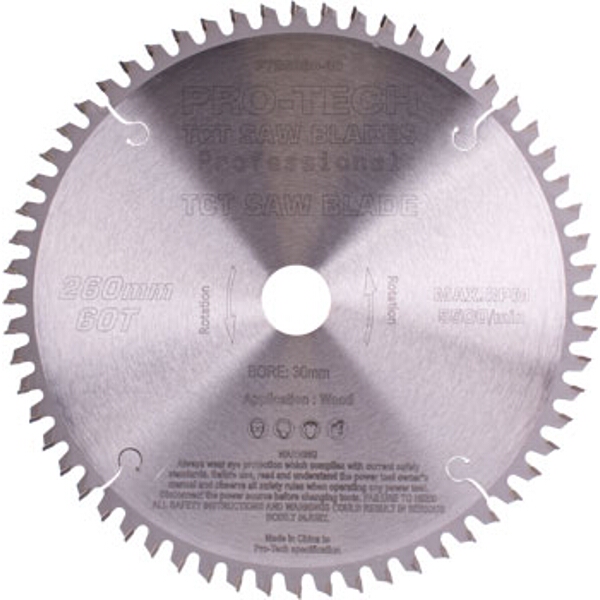 Pro-Tech Saw Blade Tct 260X2.5X30X60T Wood Prof. Pro-Tech Fes. Kapex