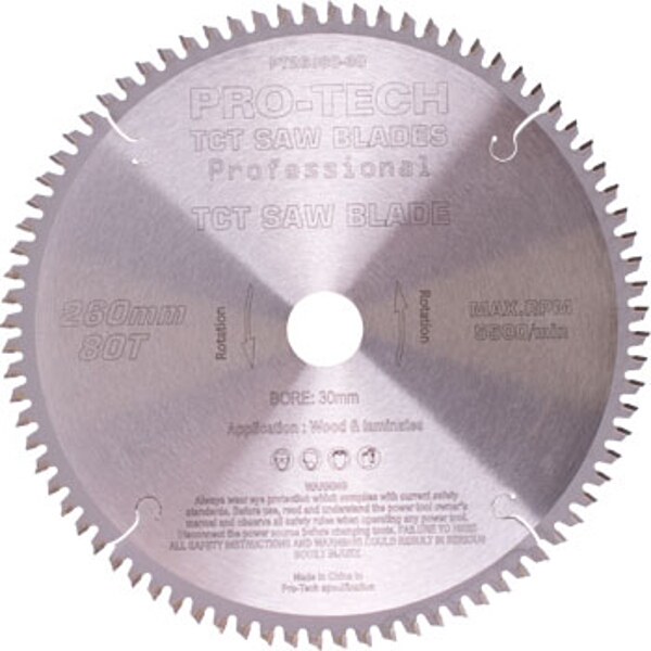 Pro-Tech Saw Blade Tct 260X2.5X30X80T Wood Prof. Pro-Tech Fes. Kapex