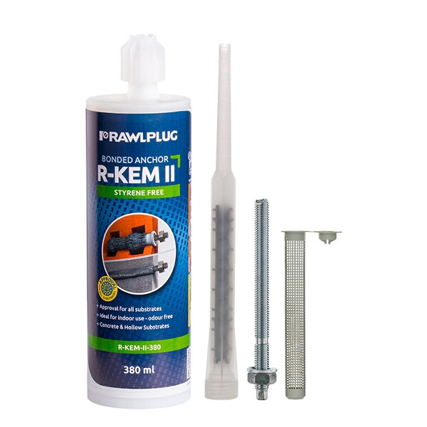 Rawlplug Polyester Styrene Free Resin 175Ml Chem Anchor W/4 Studs And Sleeves