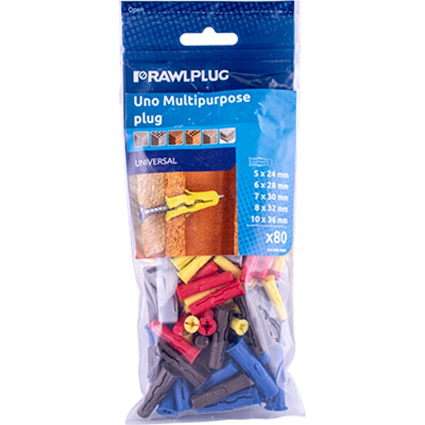 Rawlplug Universal Plug Assorted 5 6 7 8 10mm x50 – Bag
