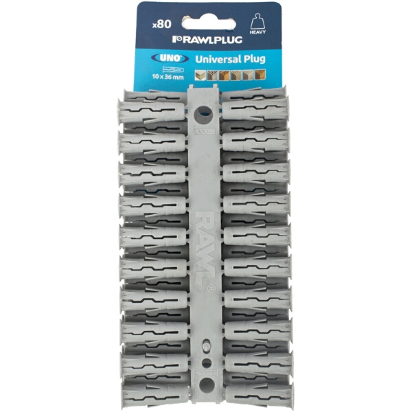 Rawlplug Uno Universal Plug Grey 10mm 80 Per Clip
