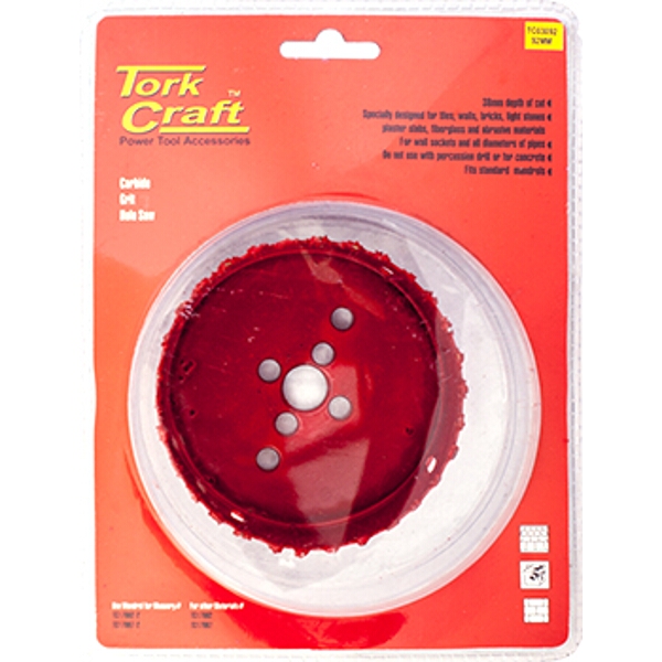 Tork Craft Hole Saw Carbide Grit 92mm – Red