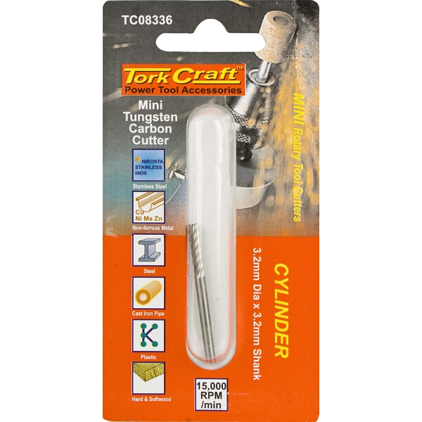 Tork Craft Mini Tungsten Carb. Cutter 2.4mm Cyl. 3.2mm Shank