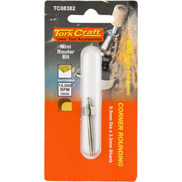 Tork Craft Mini Router Bit 9.5mm Corner Rounding 3.2mm Shank