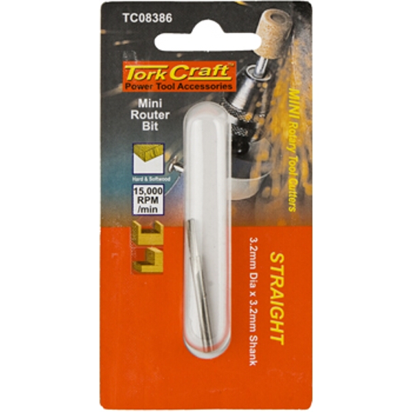 Tork Craft Mini Router Bit 3.2mm Straight 3.2mm Shank