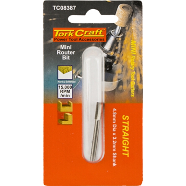 Tork Craft Mini Router Bit 4.8mm Straight 3.2mm Shank