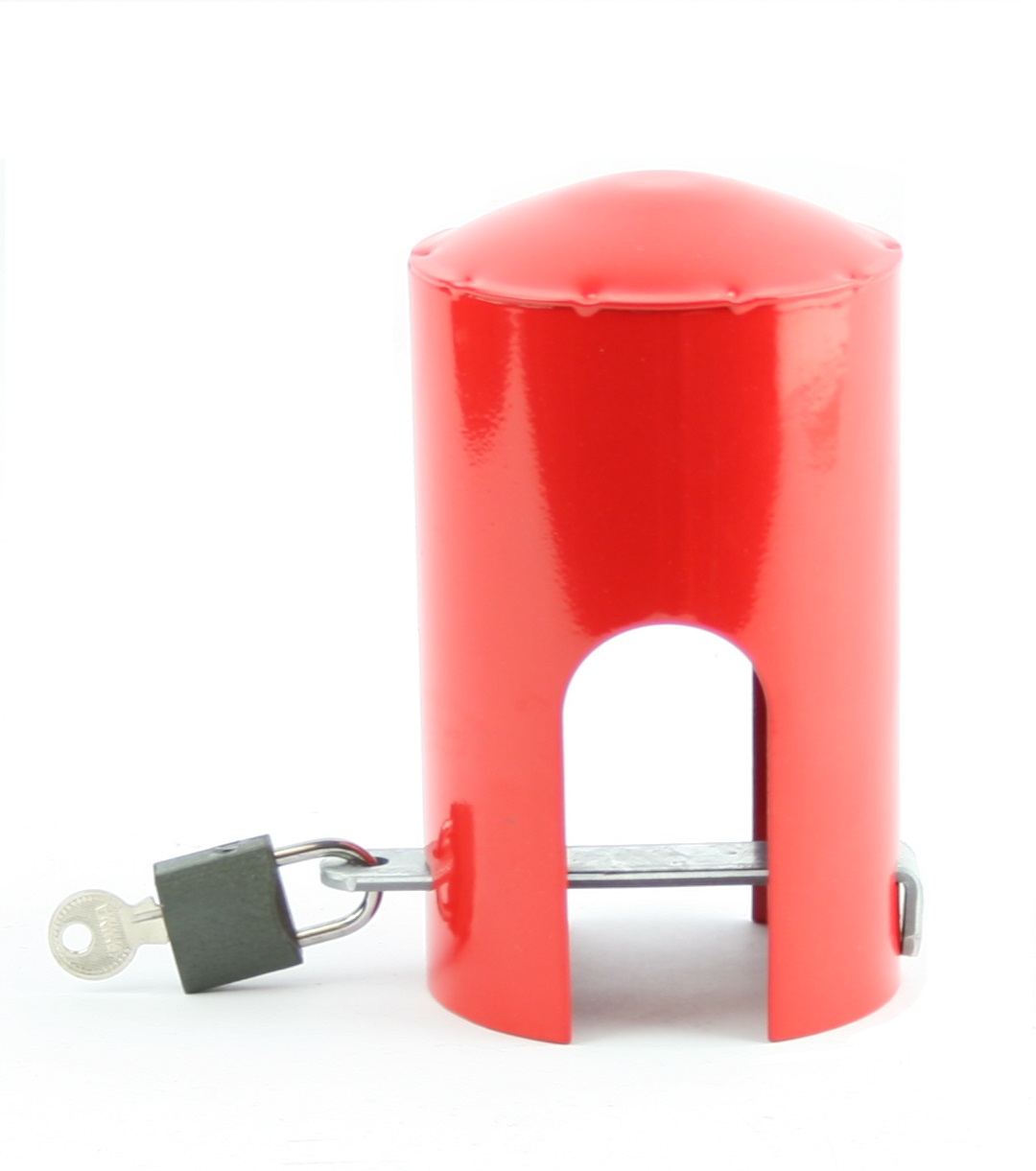Waldo Galvanised Tap Lock with Plate & Padlock – Red (10 pack)
