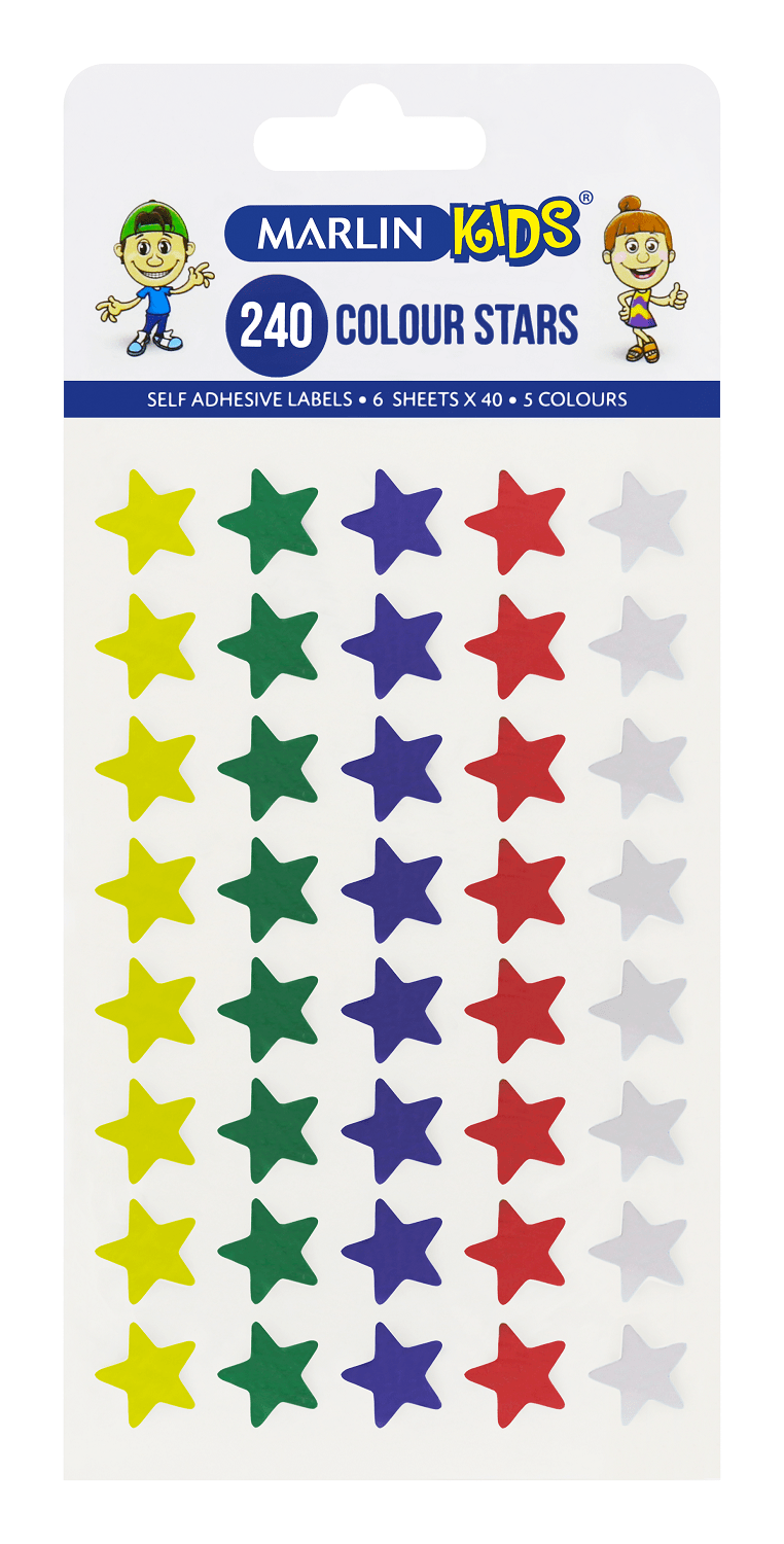 Marlin: Self Adhesive Labels – 240 Colour Stars – Pack of 10