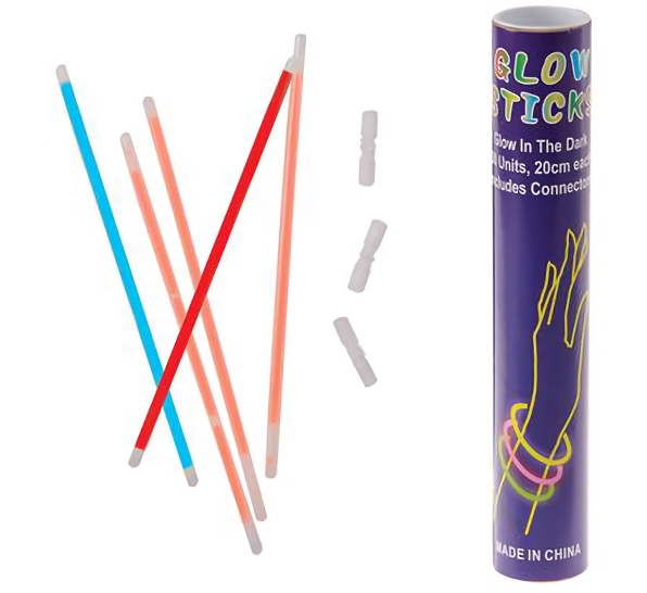 Bulk Pack x 5 Glow Sticks with Connectors (Assorted Colours)