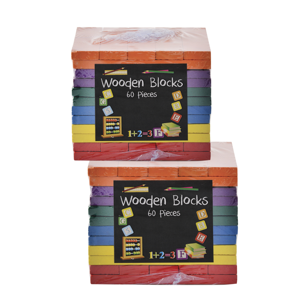 Edu Wooden Blocks – 60 Pieces (2 Pack)