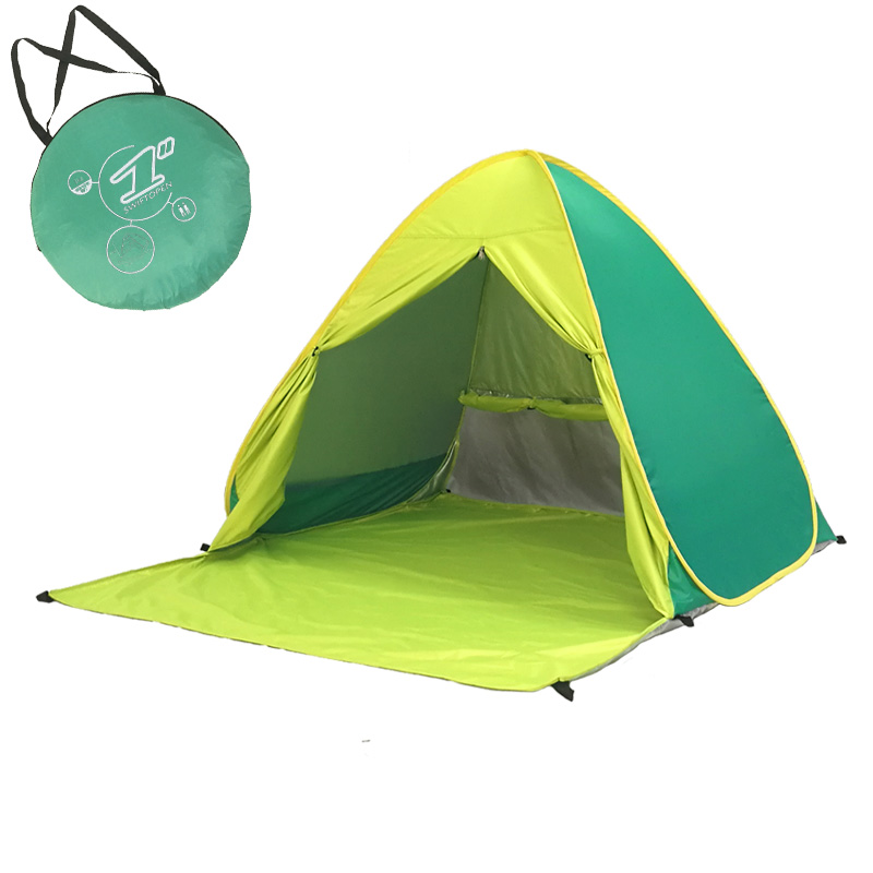 Pop-Up Beach Tent with Curtain – Green