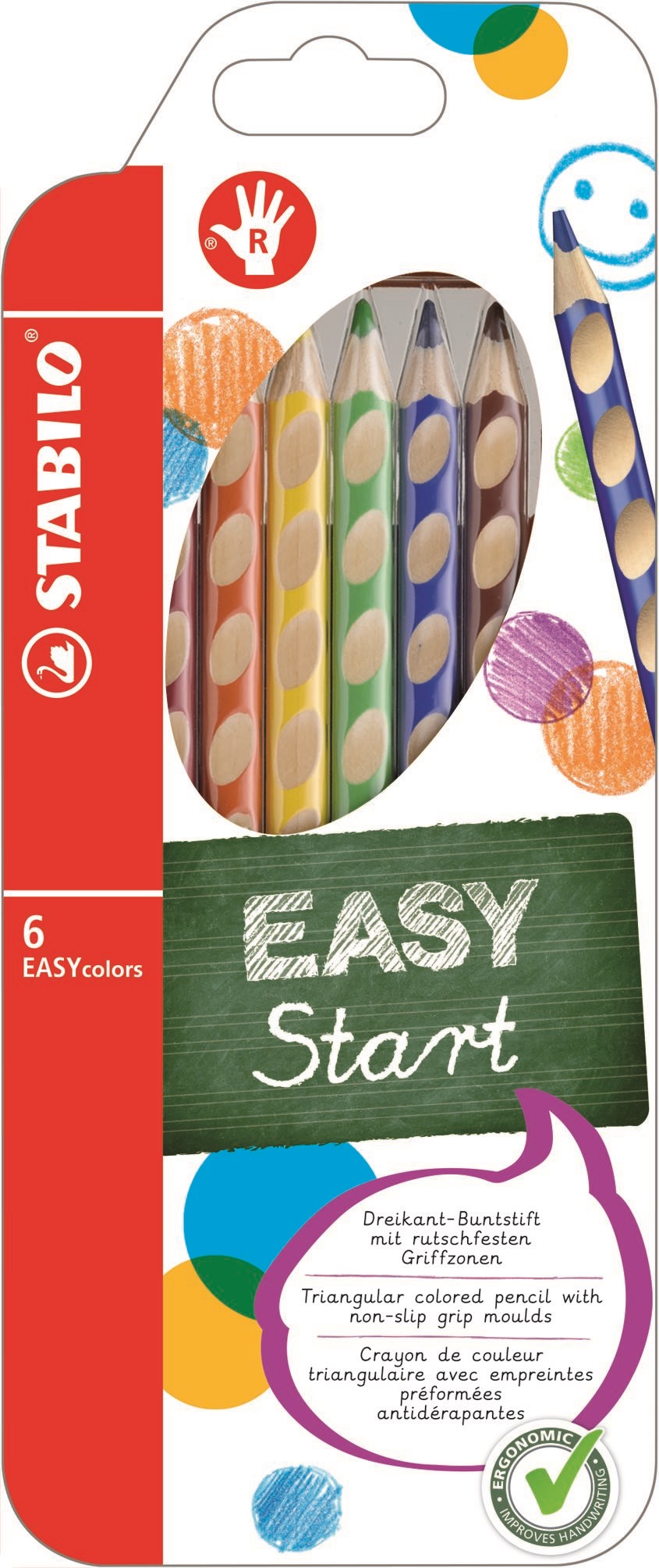 Stabilo: Easycolors Ergonomic Colour Pencil Right-Handers – Assorted Box 6’s New
