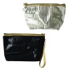 Cosmetic Metallic Stripped Bags- Black & Gold Cosmetic Metallic Stripped Bags- Black & Gold
